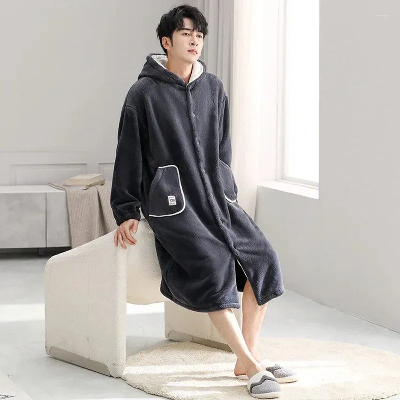 Ropa De Dormir Para Hombres Hombres Con Capucha Invierno Espesar Franela  Cálido Felpa Ducha Robe Estilo Japonés Sólido Albornoz Suave Hombre Vestido  De Noche De 38,3 €