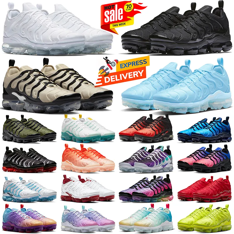 TNS TN PLUS RUNNINGSKOR Män kvinnor Triple Black White Red Wolf Grey USA Atlanta Volt Bubblegum Olive All Red Mens Womens Trainers Outdoor Sports Sneakers 36-47