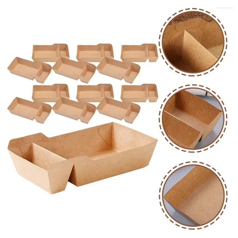 Disposable Dinnerware 50 Pcs Kraft Paper Snack Box Bags Candy Containers French Fries Boxes Holder Case