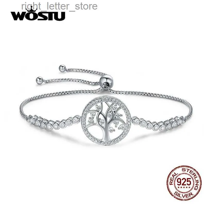 Chaîne WOSTU authentique 925 argent Sterling arbre de vie Tennis Bracelet femmes réglable lien chaîne Bracelet bijoux en argent CQB035 YQ231208