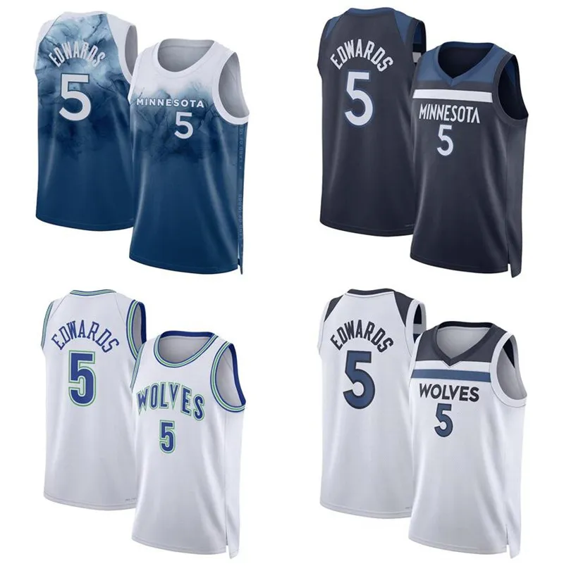 Maillot de basket-ball Anthony Edwards Minnesota''Timberwolves''2023-24 pour hommes et femmes, maillot de ville de sport S-XXL