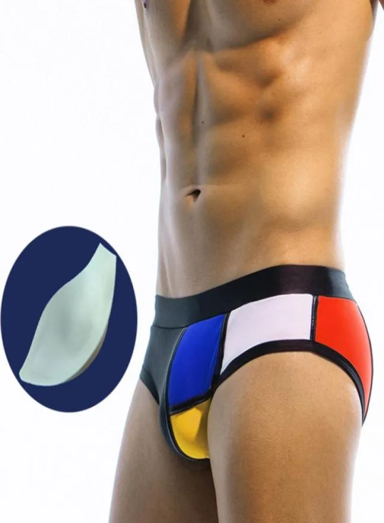 2020 Contrast Color Man Swimsuits Push Up Torebka Seksowna mężczyzna stroja kąpielowa Sunga Męs