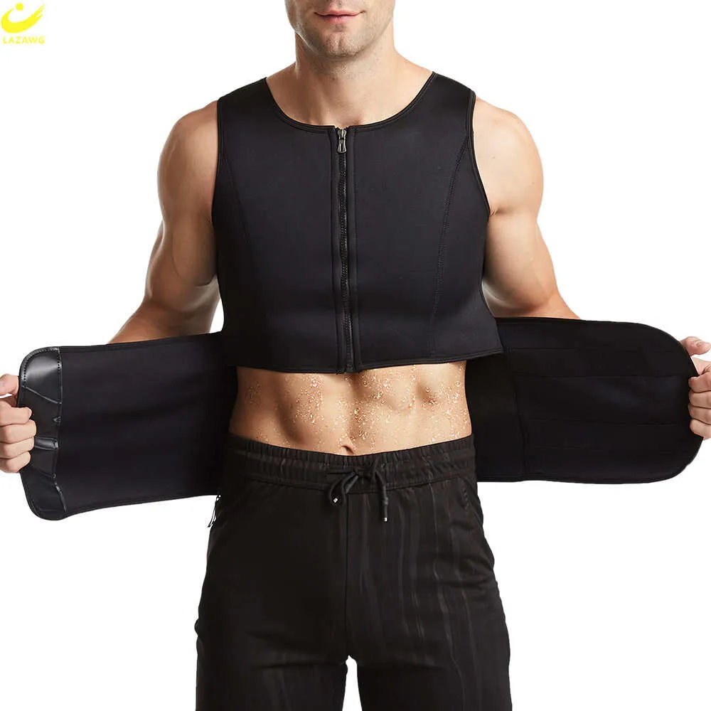 Sauna Vest voor mannen Neopreen zweettank Gewichtsverlies Top Dunne vetverbrander Sportwear Slimping mouwloze lichaamsscherm Gym