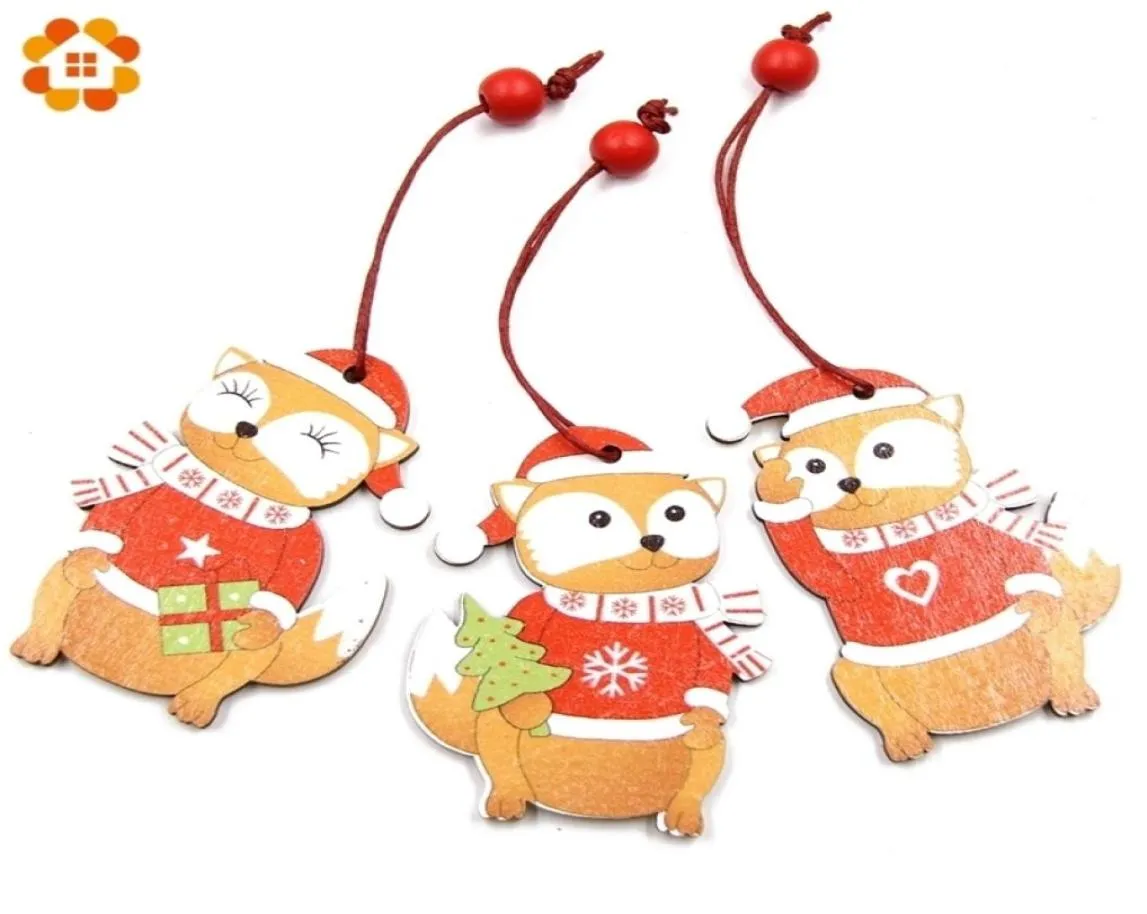 3PCS Lovely SquirrelAngel Wooden Pendants Ornaments Christmas Wood Craft Kids Toys DIY Tree Decorations Hanging Gifts Y2010208400395