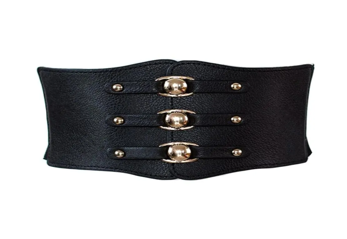 Desgin Elastic Wide Belts For Women Vintage Metal Buckle Midjeband Cintos Female Leather Rivet Ultra Wide Belt1988206