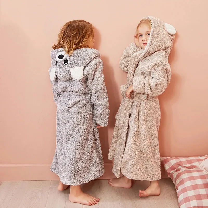 Towels Robes Kids Bathrobe Solid Color Cartoon Hoodies Girls Sleepwear Bath Towels Kids Soft Bathrobe Pajamas 4 13 Years Childrens Clothing 231208 From 14 85 DHgate