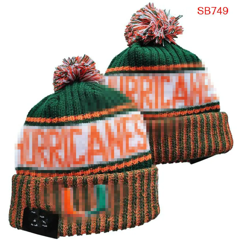 Alabama Crimson Tide Beanies Miami Hurricanes Beanie North American College Team Side Patch Winter Wool Sport Knit Hat Skull Caps a0