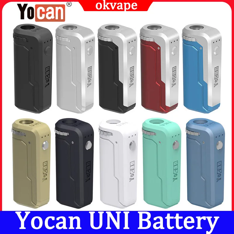 Autentico Yocan UNI Box Mod 650mAh Batteria preriscaldamento Vape Tensione regolabile in altezza e diametro Supporto per penna a 510 fili