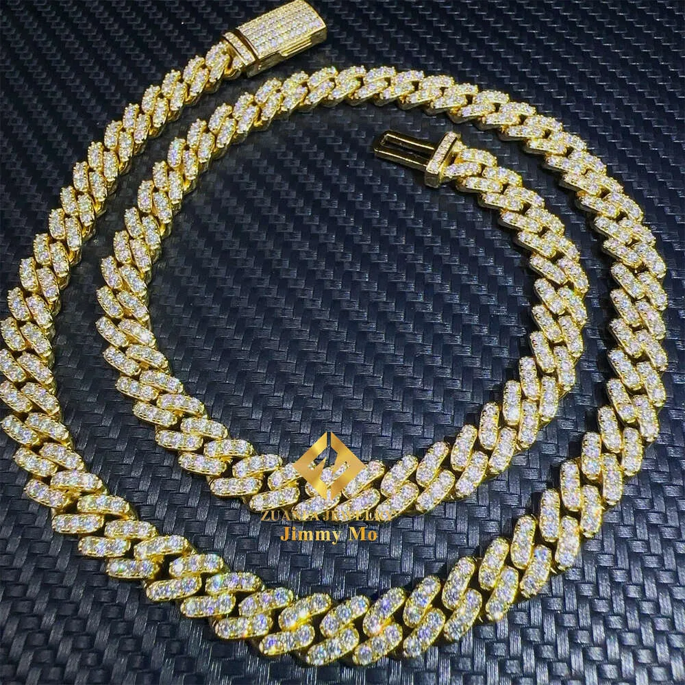 Wholesale Fashion Hip Jewelry 8mm Gold Plated 925 Silver One Row 5a Zircon Diamond Iced Out Bling Miami Cuban Link