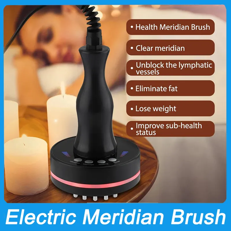 Bästförsäljning av elektrisk uppvärmning av bantningsmaskin Celluliter Remover EMS Massager LED -terapi meridian borste hud skrapa massager lymfatisk dränering