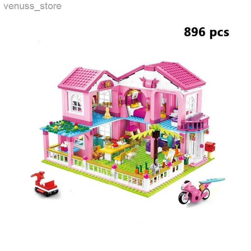 Blocks House Villa Architecture Cottage Model Building Blocks bricks Friends for girl Beach Hut Modular Home Village creative city shop R231208