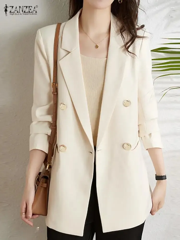 Ternos femininos Blazers Blazer a manches longues et col a revers pour femme veste surdimensionnee elegante et a la mode pour le travail et les fetes 231205