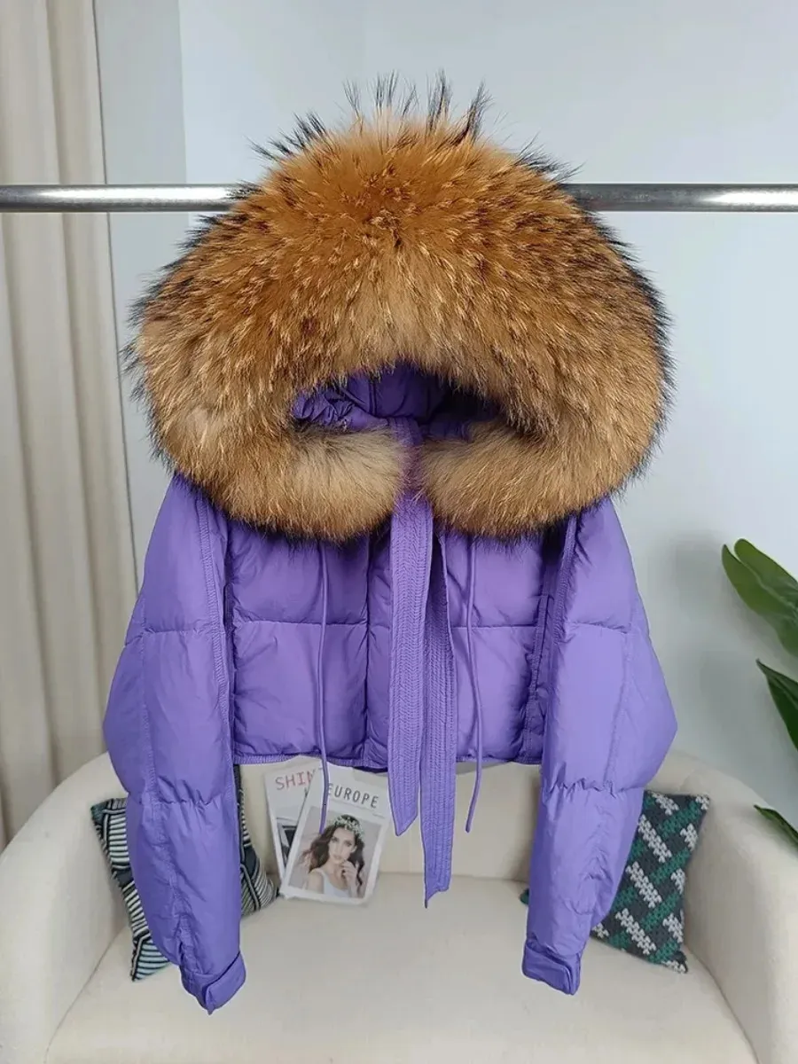 Frauen Pelz Faux OFTBUY Winter Jacke Frauen Echt Waschbär Kragen Mit Kapuze Dicke Warme Ente Unten Lose Streetwear Oberbekleidung Abnehmbare 231207