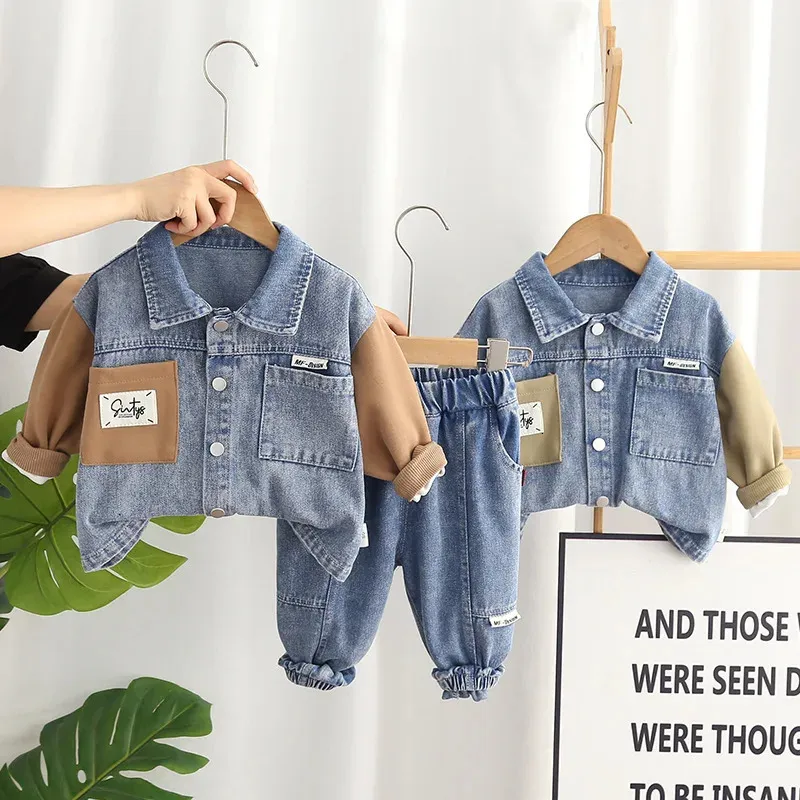 Save Big on Bulk Toddler Boy Clothing Sets Fall Infant Clothes: Toddler Boy  Autumn Outfit Set Letter Print Denim Shirt Jeans Pants, Piece Set