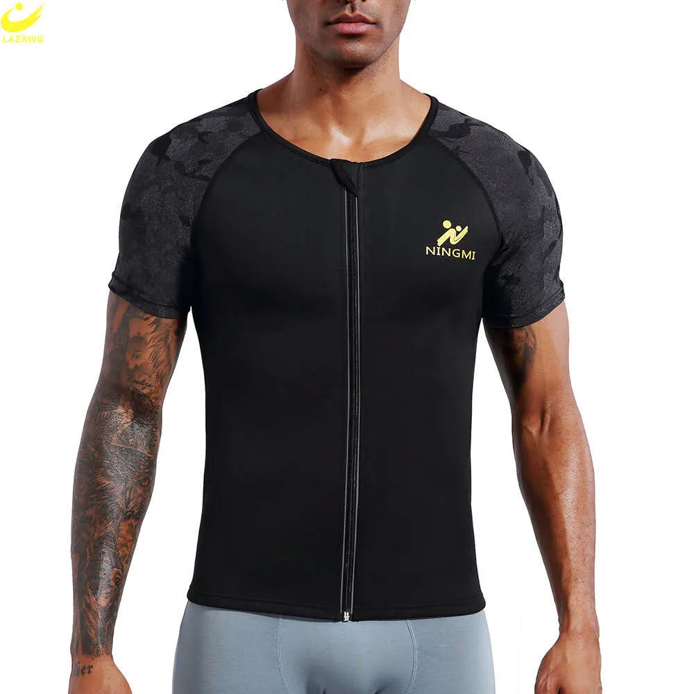 Saunat Shirt For Men Sweat Top Weight Loss Slimming Short Sleeve Body Shaper Fat Burner Gym Exercise Sport Workout