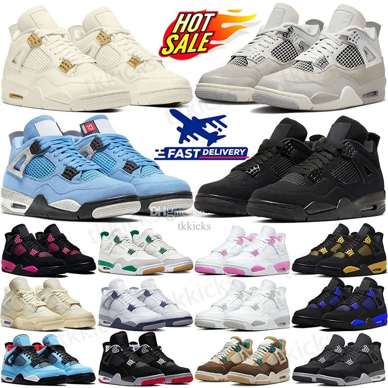 Chaussures de basket-ball baskets Jumpman 4 Military Black Cat 4s Sail Red Cement Yellow Thunder White Oreo Grey Blue University baskets de sport pour hommes