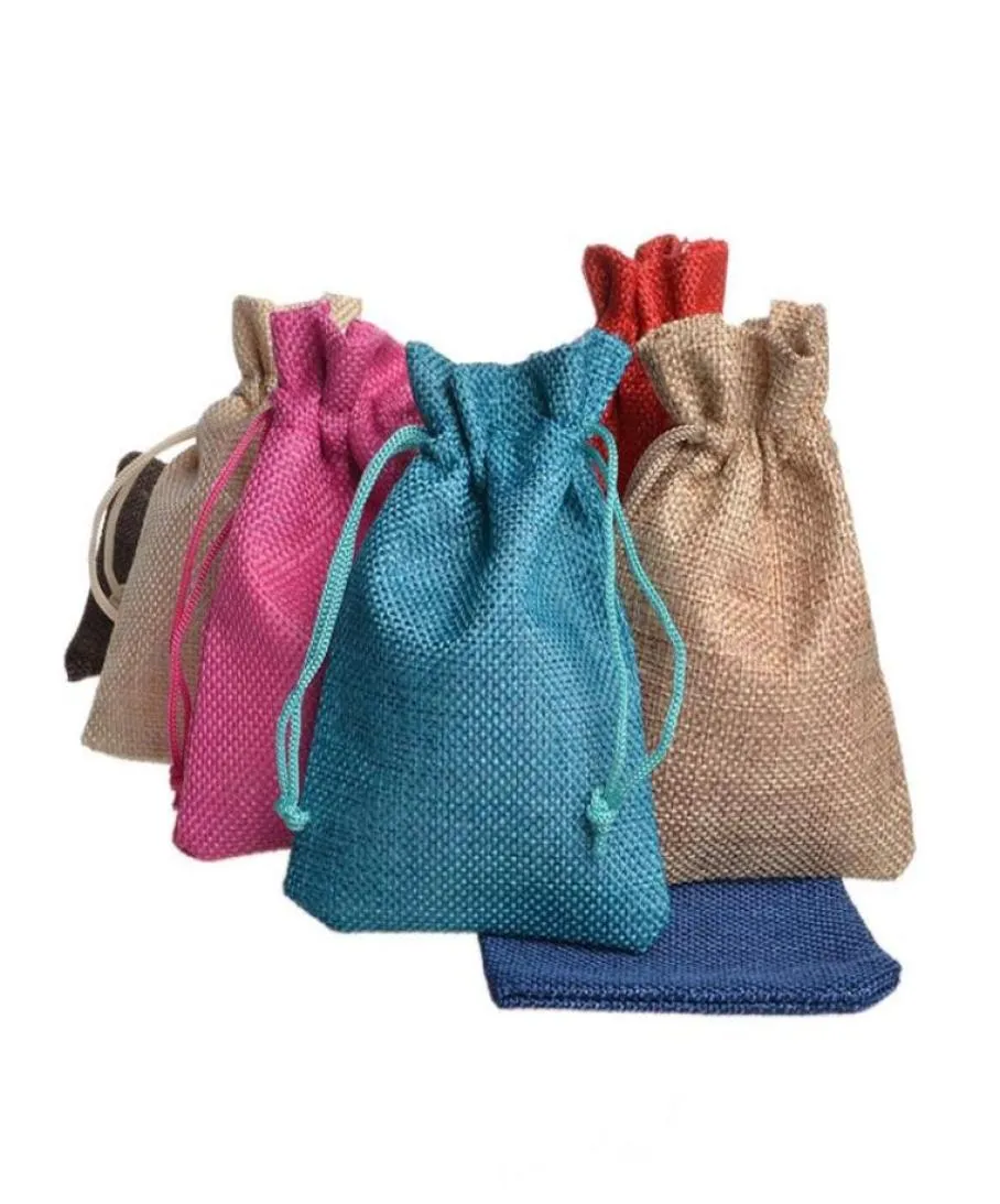 13x18cm Hessian Linen Rustic Burp Drawstring Jute Bag Candy Gift Christmas Herb Seed Wedding Favors Packaging Pouches Home Stora309s8970483