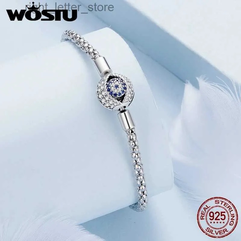 Chain WOSTU Hot 925 Sterling Silver Devil's Eye Bracelet Karma and Luck Bangle with Zircon for Women Date Wedding Party Jewelry Gift YQ231208