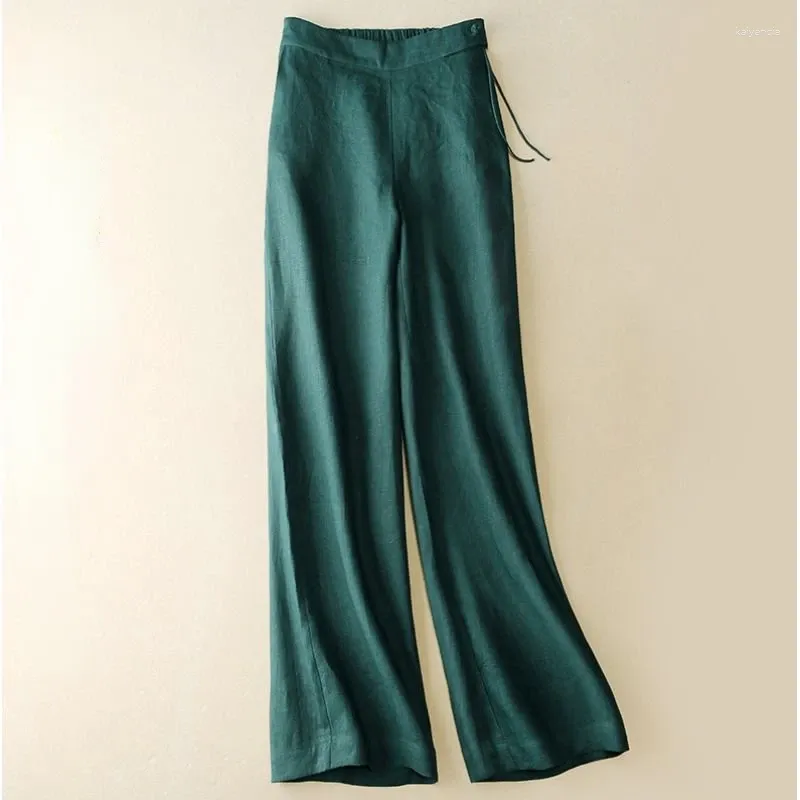 Pantaloni da donna Taglie forti Donna Cotone Estate Elastico in vita Pantaloni di lino con tasca Harem bianchi casual larghi Q859