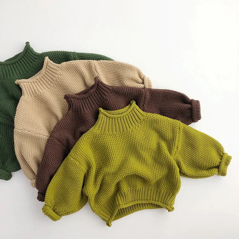 Pullover Milancel Winter Kids Sweater Vintage Boys Knitwear Solid Turtleneck Girls Sweaters 231207