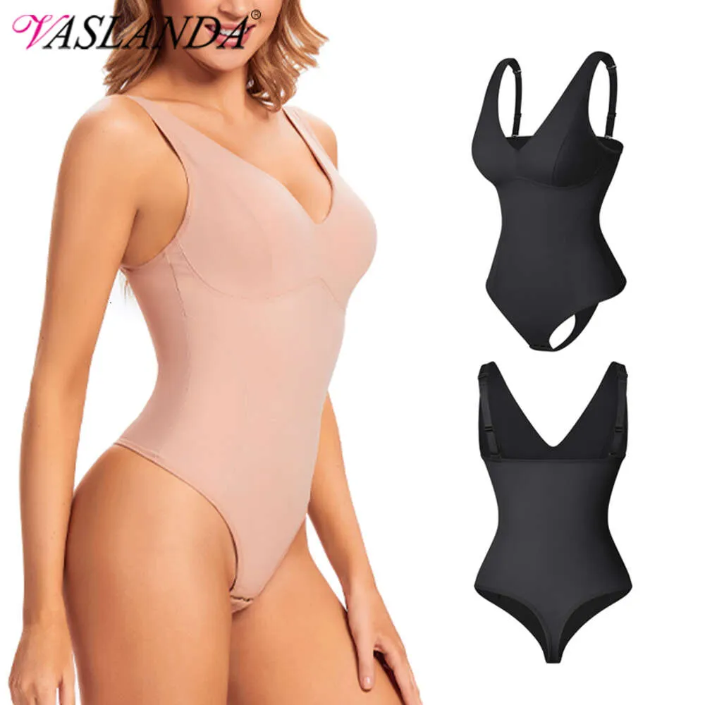 Body Sexy con Tanga para mujer, sujetador integrado, realce en el pecho, cuello en V liso, moldeador de cuerpo, Control de barriga, adelgazante, sin espalda, ropa moldeadora acolchada