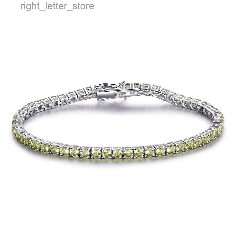 Chain UMCHO 925 Sterling Silver Peridot 2MM Tennis Bracelet Women's Bracelets Party Gift Fashion Fine Jewellery YQ231208