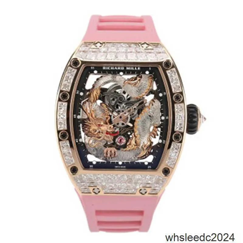 Швейцарские наручные часы Richardmill Автоматические часы Richardmill RM57-03 Original Diamond Rose Gold Crystal Dragon Limited Edition Часы для спорта и отдыха HBMF