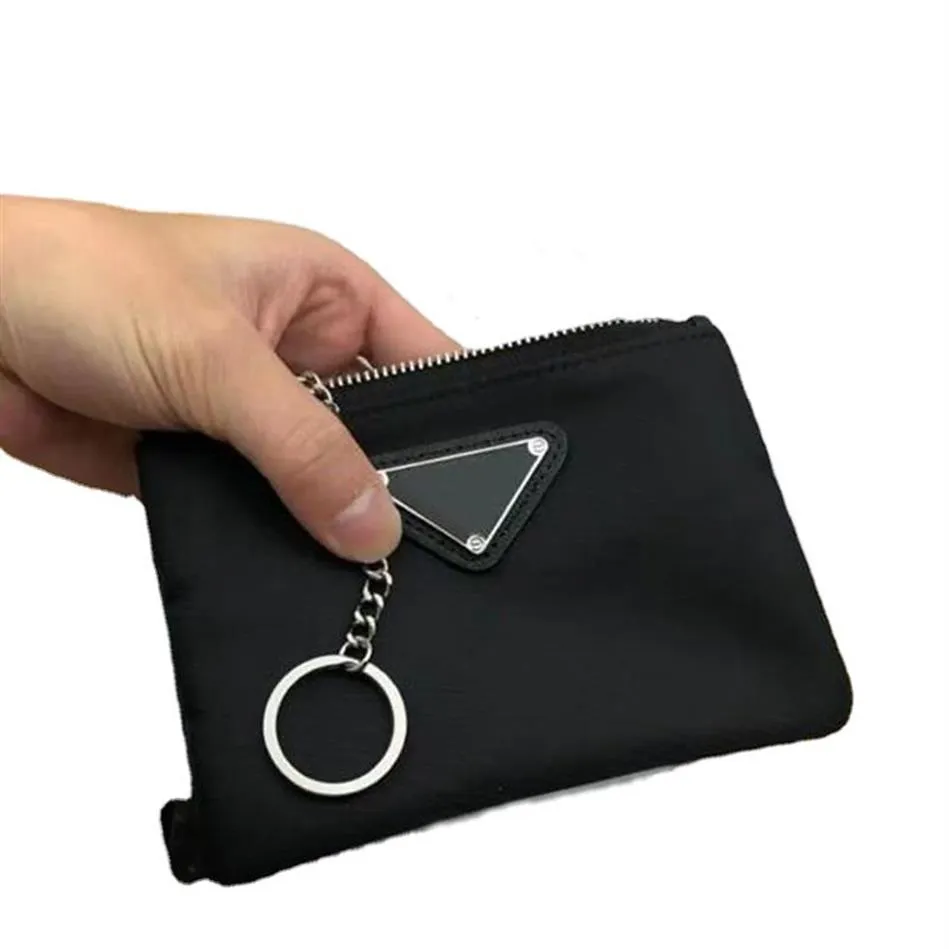 Fashion Cool Accessories Designer KeyChain Nylon Canvas Pouch Mens Womens Mini Wallets Keychains Black Zip Pocket Purse Lover Key 308p