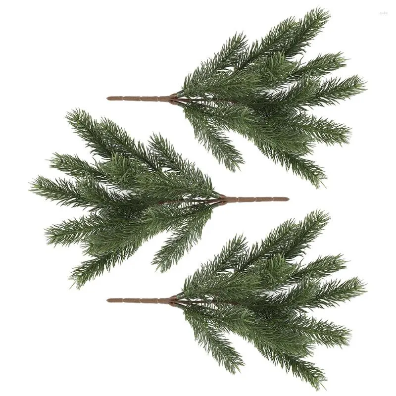 Decorative Flowers Artificial Christmas Picks Green Pine Needles Stems Tree Filler Branches Holiday Winter Garland Greenery Flower Bushes