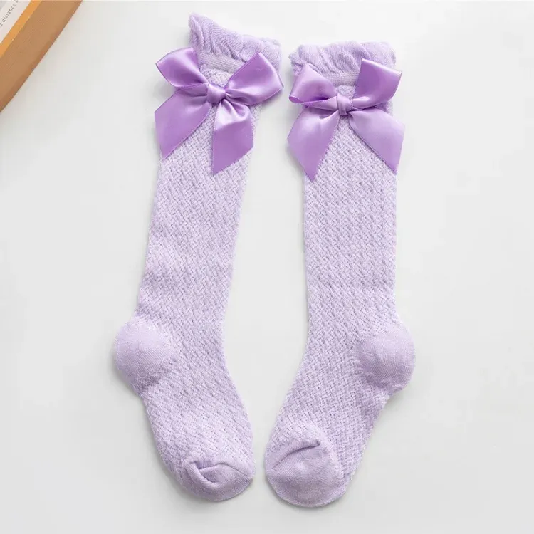 Baby Long Socks Spring Summer Thin girls High Tube Newborn Mosquito Proof Stockings Lace Bowknot Overknee Leg Sock M3828