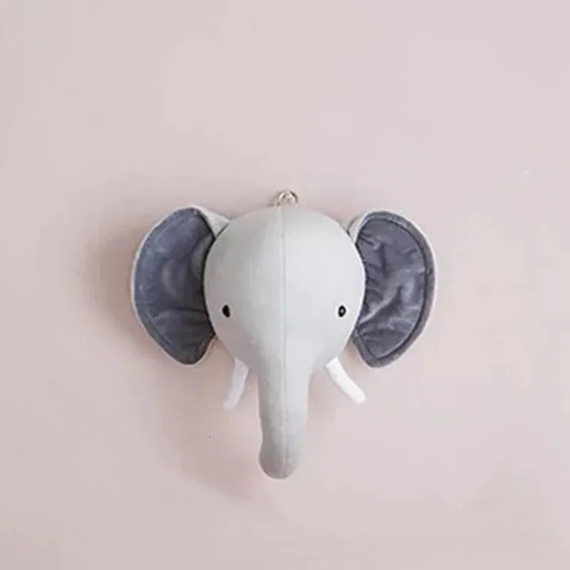 Bonecas de pelúcia animais bonitos elefante cabeça boneca crianças meninas quarto parede pendurado decoração arte brinquedos estilo nórdico po adereços 231207