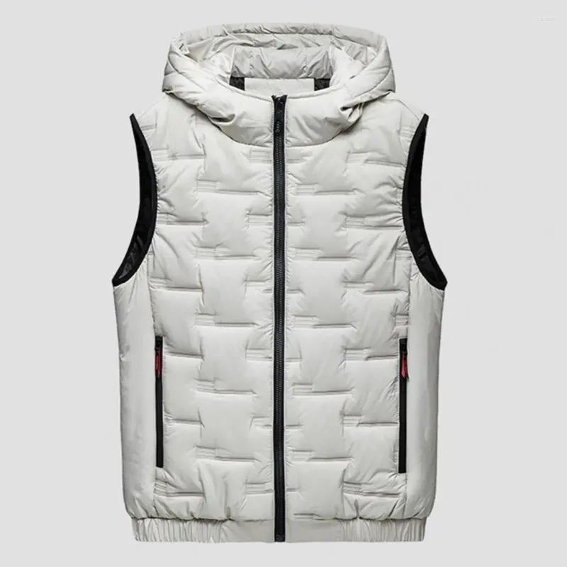 Gilets pour hommes hommes hiver gilet manteau à capuche sans manches avec poches fermeture à glissière décontractée stand multicolore pour l'automne