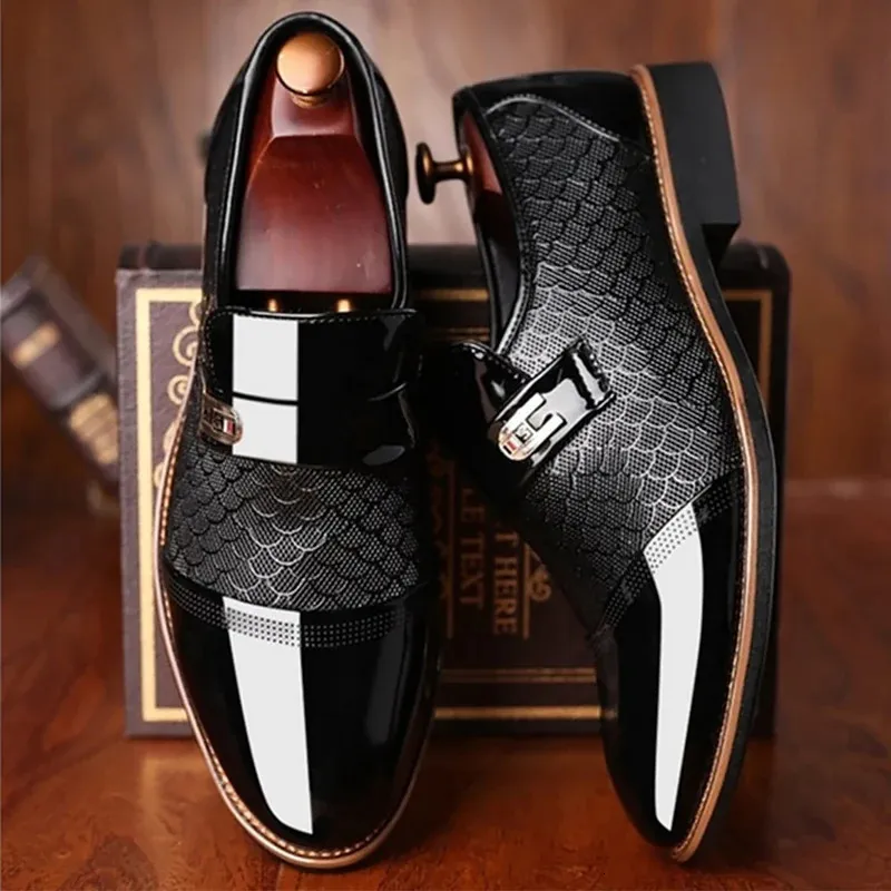 Dress Shoes Men's shoes Leather Embossing Classic Fashion Luxury men Wear resistant Non slip Mans footwear Anti slip Black 231208