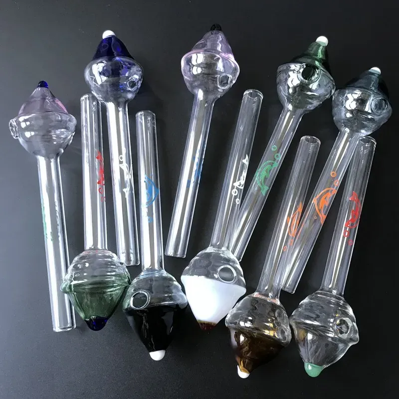 New Design Santa Hat Glass Pipes Mini Glass Pyrex Oil Burner Pipe  Pattern Smoking Hand Pipe Small Oil Burner Pipe SW43