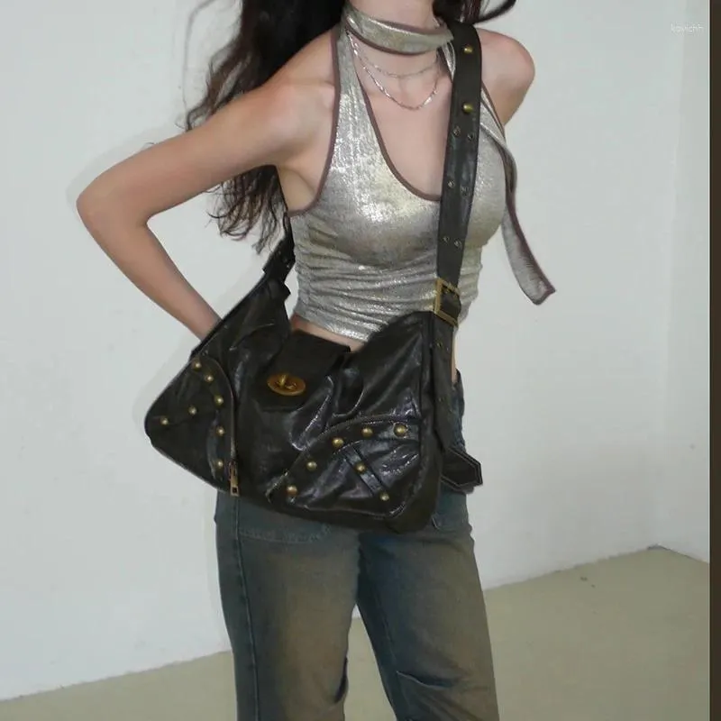 Sacs de soirée Vintage luxe épaule messager sac femmes marque designer sac à main femme punk goth bandoulière rétro grande dame fourre-tout