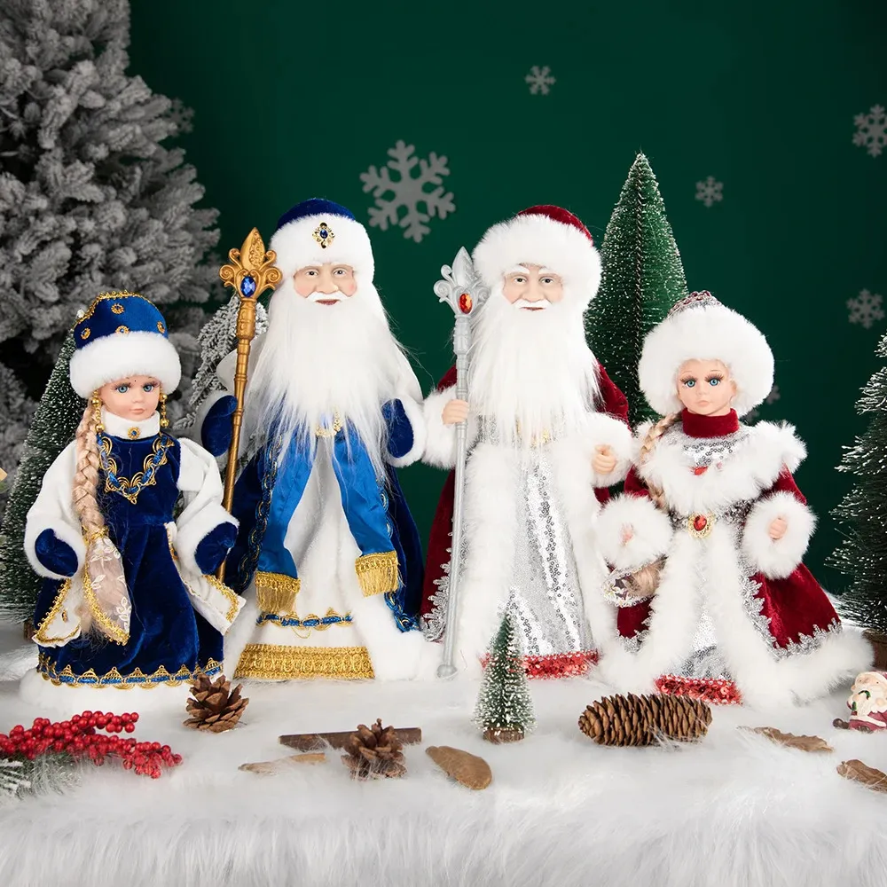 Fournitures de jouets de noël 30/40CM, taille personnalisée, poupées électriques de noël, jouet père noël, princesse des neiges russe, poupée musicale russe Snegurochka 231208