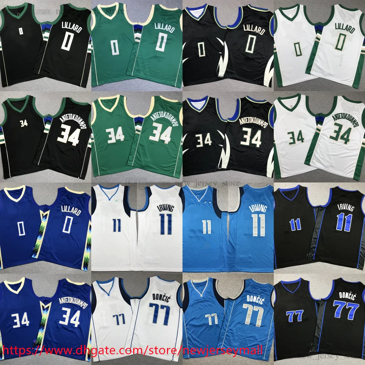 청소년 뉴 시티 77 Lukadoncic Basketball 11 Kyrieirving Jersey Stitch 0 Damianlillard 34 Giannisantetokounmpo Jerseys Man Kids Boys Brockyable Sports Shirts