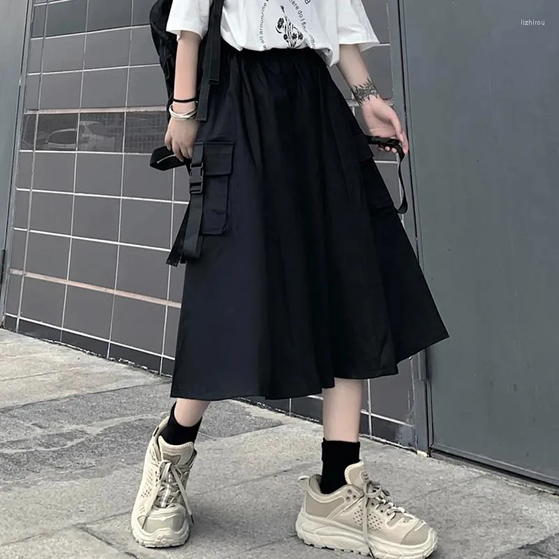 Gonne Tendenze della moda coreana Gonna a vita alta per le donne Abbigliamento cargo estivo Ragazze adolescenti Lungo Harajuku Streetwear