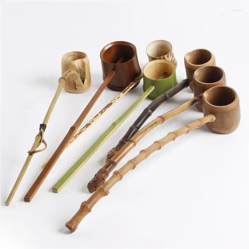 TEA SCOOTS BAMBU ROOT SET Tillbehör Långt handtag för rum Hushåll Ceremonin Table Decor Teaware Drink Spoon