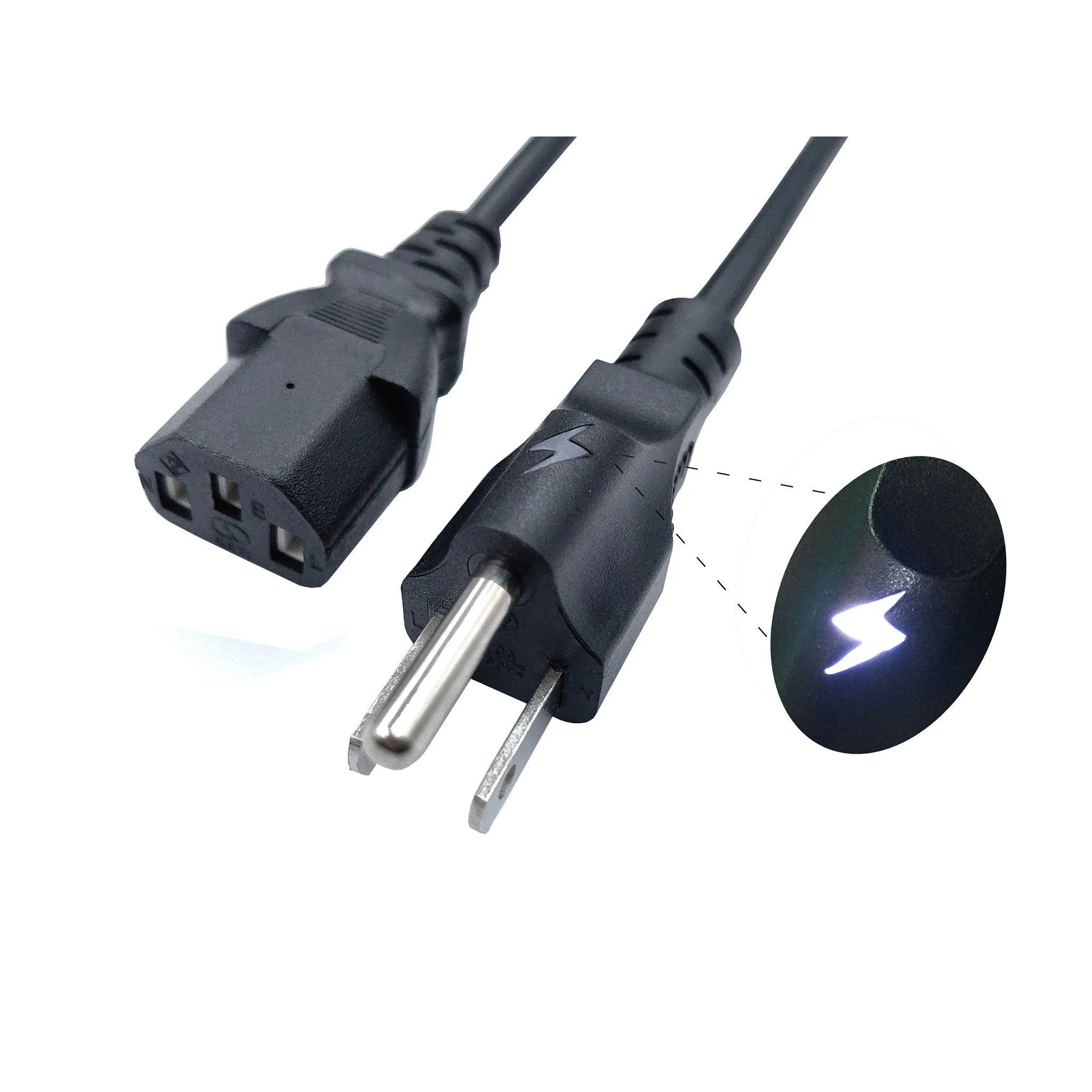 Computer Cables Connectors 5Ft 1.5M Breathing Light Indication Us Power Cord 10A 125V 18Awg Black Replacement C13 3 Prong Ac For Elect Dh9Uy