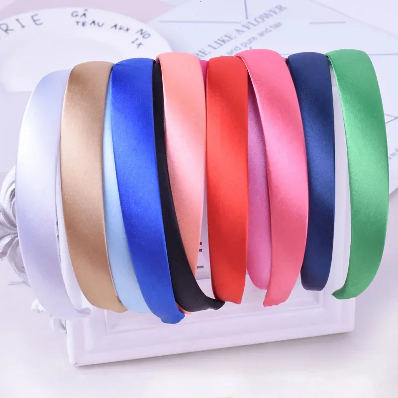 Stirnbänder 20 teile/los Candy Farbe Satin Überzogene Harz Haarbänder Für Kinder Mädchen Feste Haarbänder DIY Stirnband Hoop 20mm breit 231207