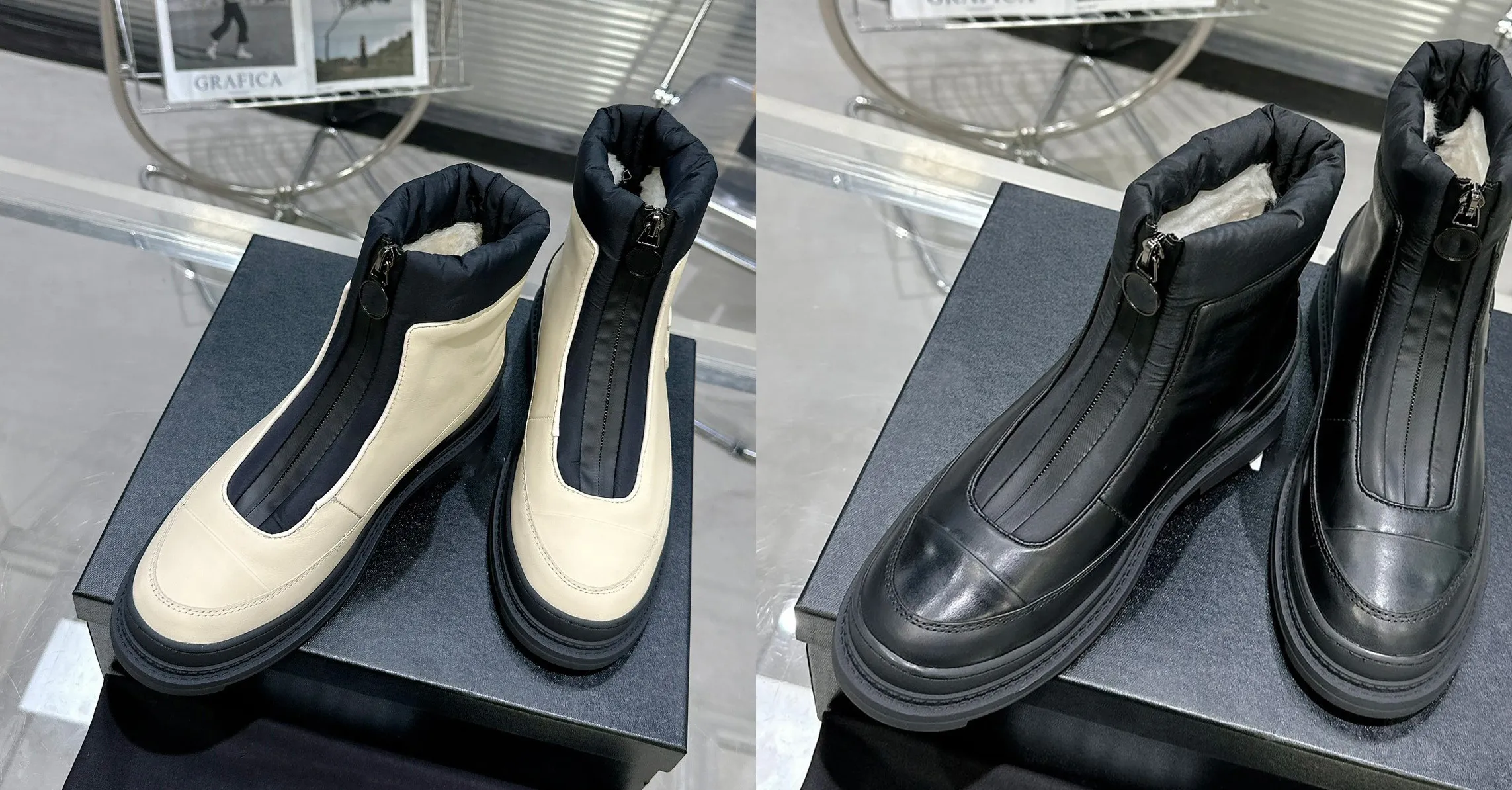 أحدث ماركة مصممة فاخرة عالية الجودة شتاء النساء القصيرة أحذية الصوف الأصلي أحذية ثلجية جلدية منخفض