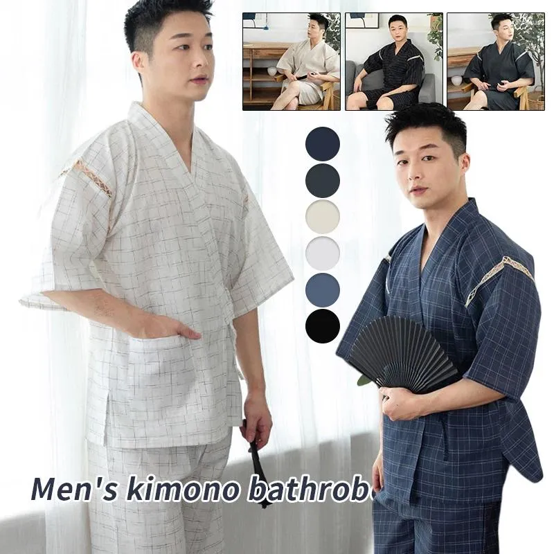 Ubrania etniczne mężczyźni Summer Japończycy Zestaw kimono