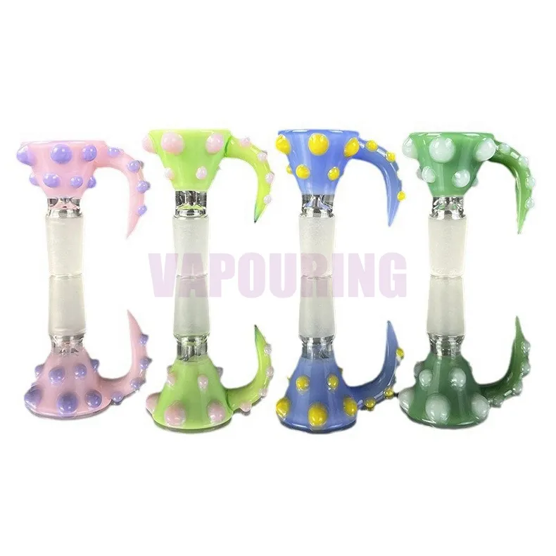 Mais recente Fumar Colorido Boi Chifre Estilo Pyrex Vidro Grosso 14MM 18MM Masculino Joint Erva Tabaco Filtro De Vidro Tigela Plataformas Petrolíferas Waterpipe Bong DownStem Bubbler Titular DHL