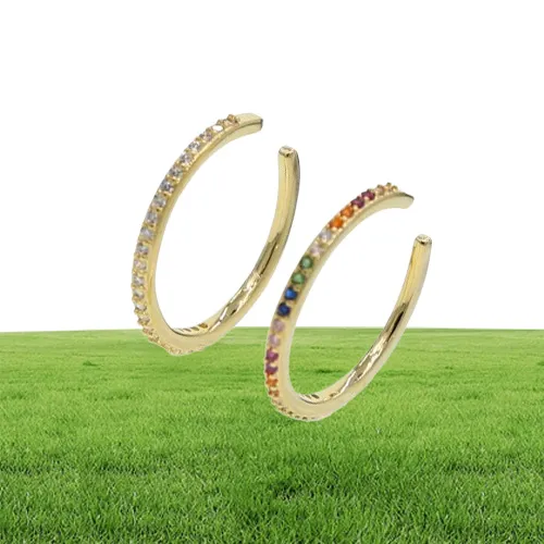 2019 신규 디자이너 여성 화려한 CZ Circle Ear Cuff Wrap Clip Earrings Gold Color Wedding Dualpurpose Jewelry Earings1177387