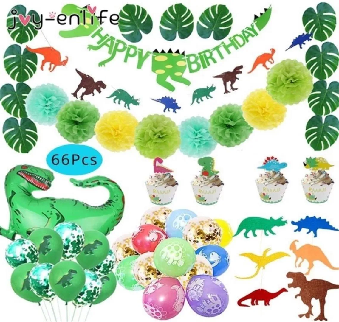 Dinosaurus Feestartikelen Kleine Dino Feestthema Decoraties Banner Ballon Set voor Kinderen Jongen 1e Verjaardagsfeestje Baby Douche decor 21299379