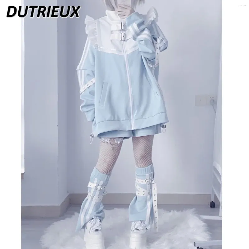 Dames Hoodies Angel Water Kleur Afneembare mouw Sweatshirt Jas Casual Shorts Set Subcultuur Mijn Lolita Kleding Y2k Stijl