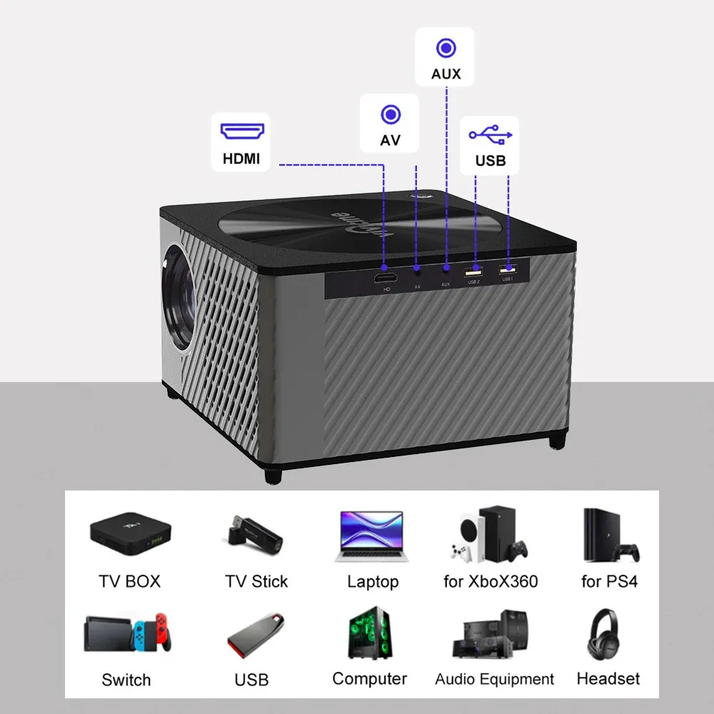 MINI projecteur Portable A30C Pro,télévision intelligente,batterie,WIFI,synchronisation  de jeu,téléphone,projecteur LED pour film 4k - Type A30C-Battery