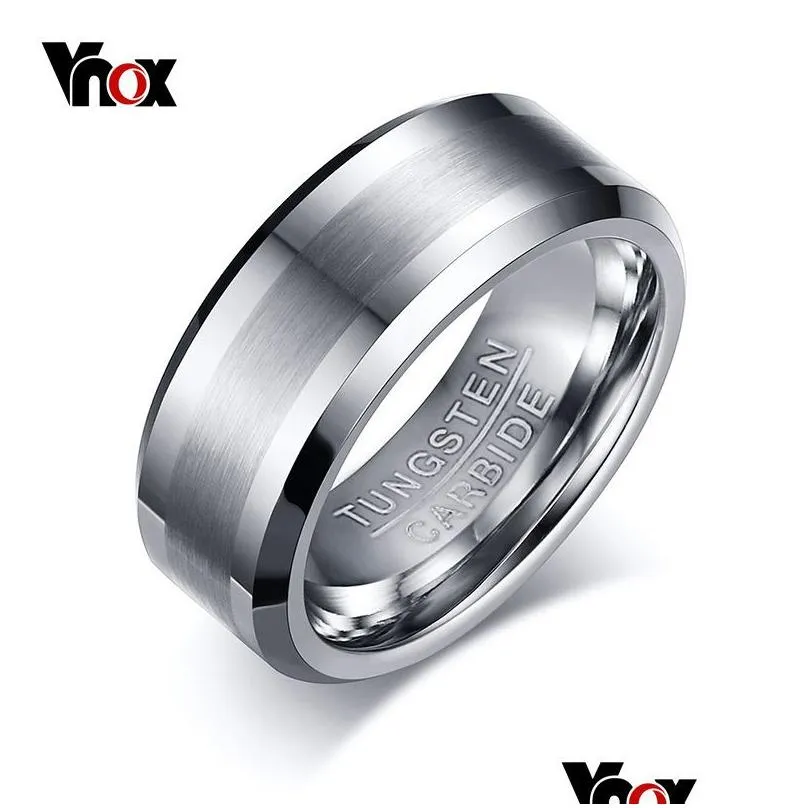 Anéis de banda Vnox clássico 100% anel de carboneto de tungstênio para homens jóias de casamento sem gota de ferrugem T190624 entrega Dhiuk