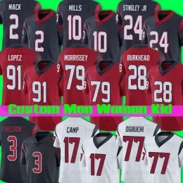 custom Men women youth Davis Mills Dameon Pierce Football Jersey ''Texans''Collins Brandin Cooks Jonathan Owens Jalen Pitre Ka'imi Fa